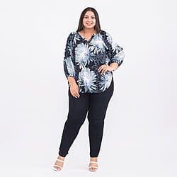 Tamsy Viscose Printed Top - Black