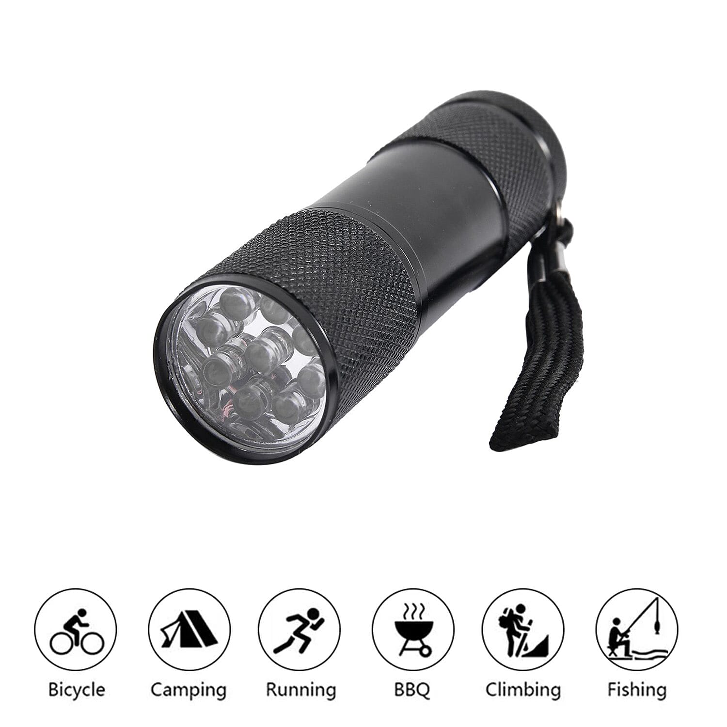 Flashlight Powered by 3 AAA Battery (Size 10x2 Cm) - Black
