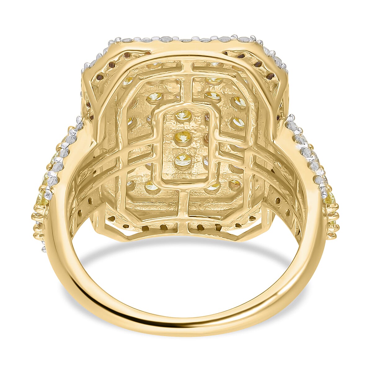 14K Yellow Gold SGL Certified Natural Yellow Diamond (SI-I1) and White Diamond(SI-I1-G-H) Halo Ring 2.00 Ct, Gold Wt. 5.9 Gms