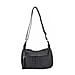 Genuine Leather Solid Crossbody Bag with Shoulder Strap - Black
