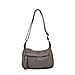 Genuine Leather Solid Crossbody Bag with Shoulder Strap - Grey