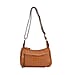 Genuine Leather Solid Crossbody Bag with Shoulder Strap - Tan