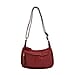 Genuine Leather Solid Crossbody Bag with Shoulder Strap - Burgundy