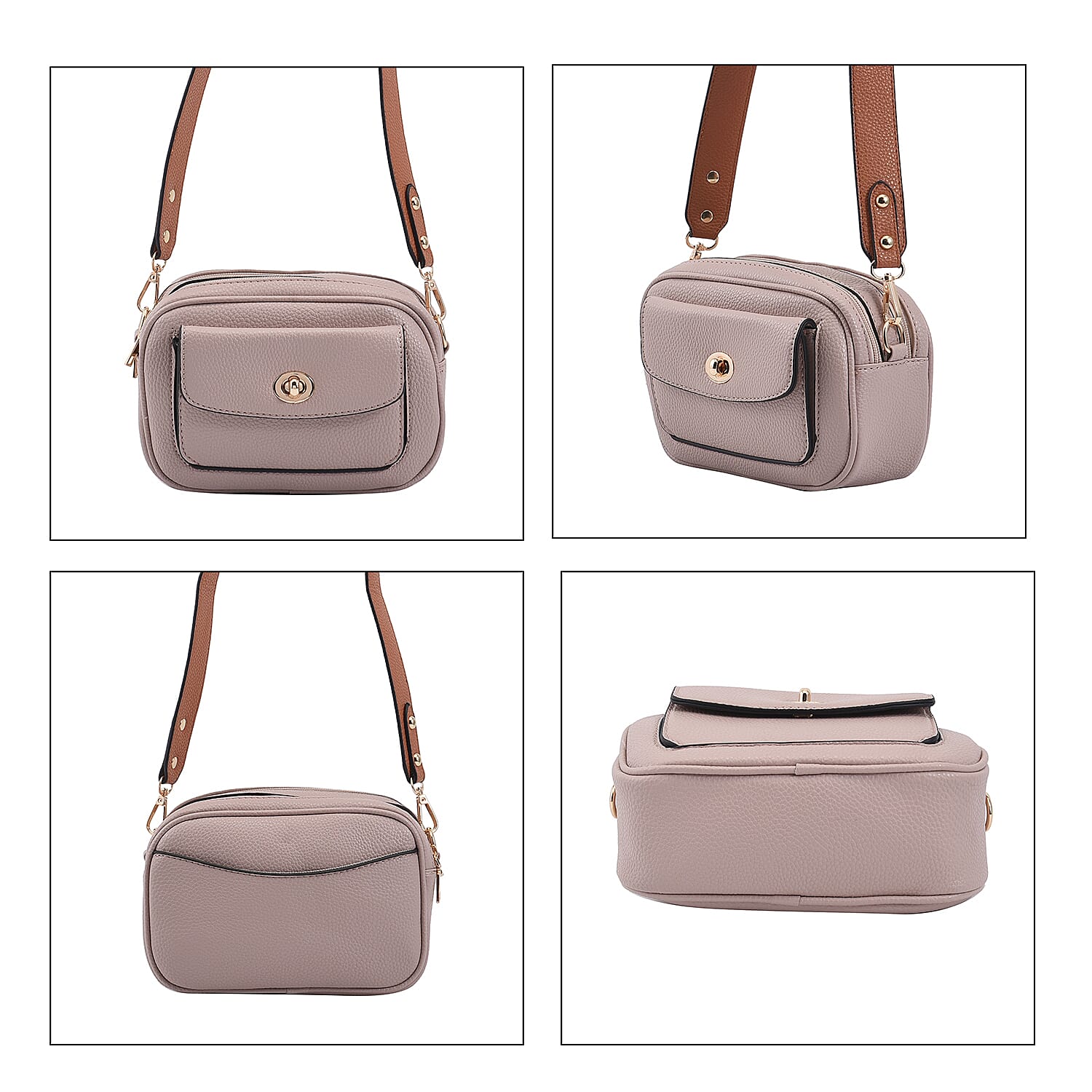 PASSAGE Crossbody Bag with Detachable Long Strap (Size 20x12x7 Cm) - Dusty Pink