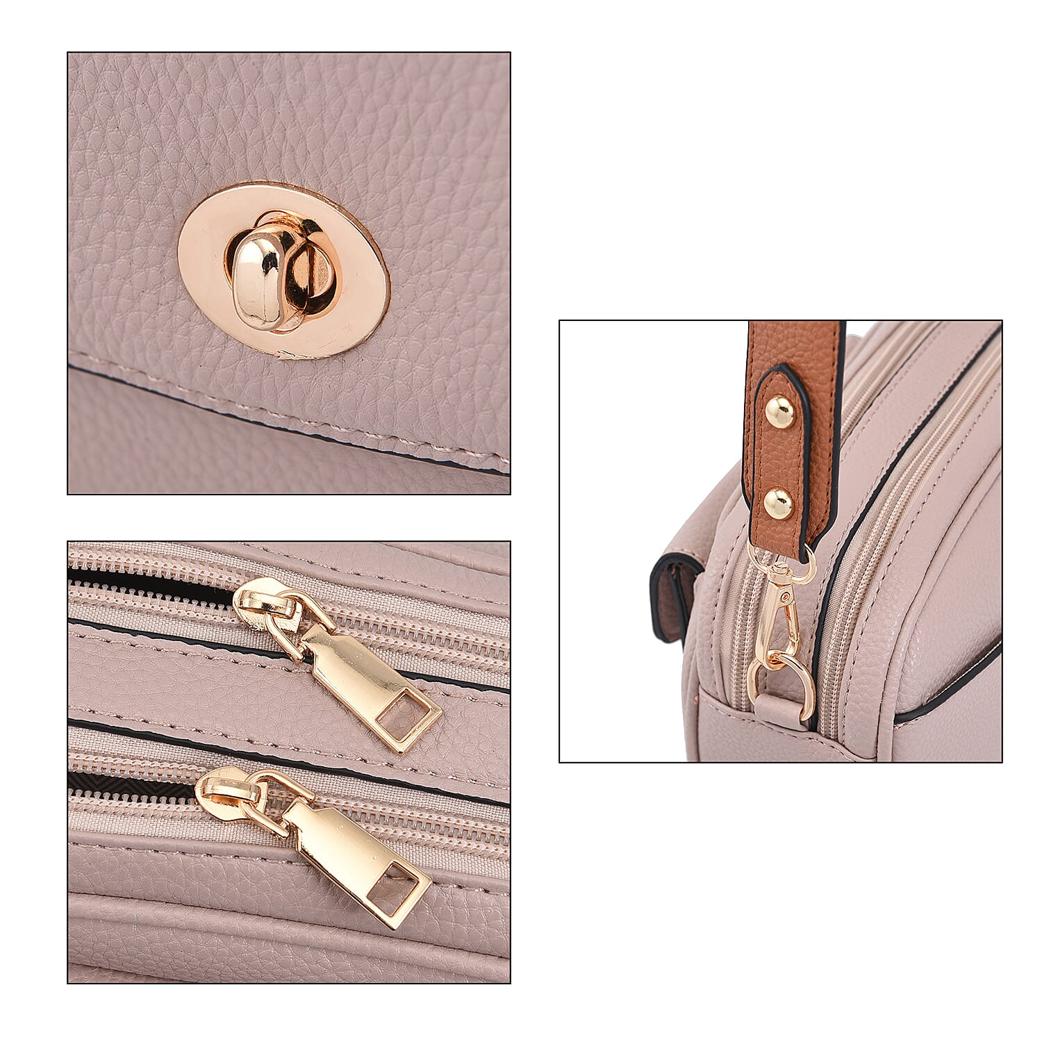 PASSAGE Crossbody Bag with Detachable Long Strap (Size 20x12x7 Cm) - Dusty Pink