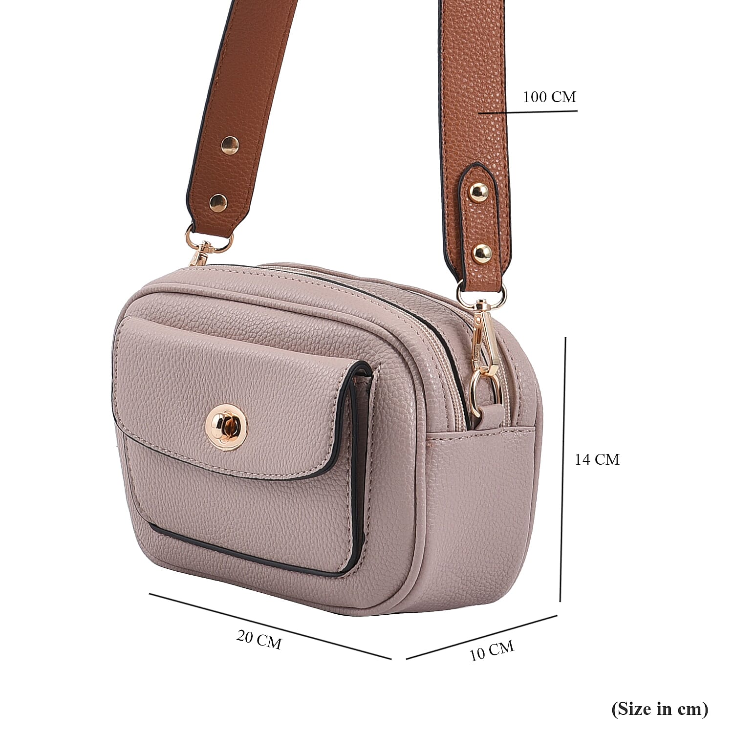 PASSAGE Crossbody Bag with Detachable Long Strap (Size 20x12x7 Cm) - Dusty Pink