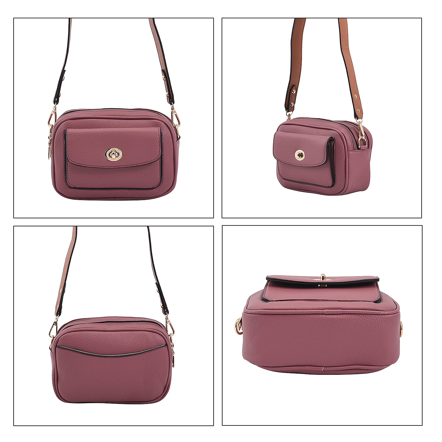PASSAGE Crossbody Bag with Detachable Long Strap (Size 20x12x7 Cm) - Pink