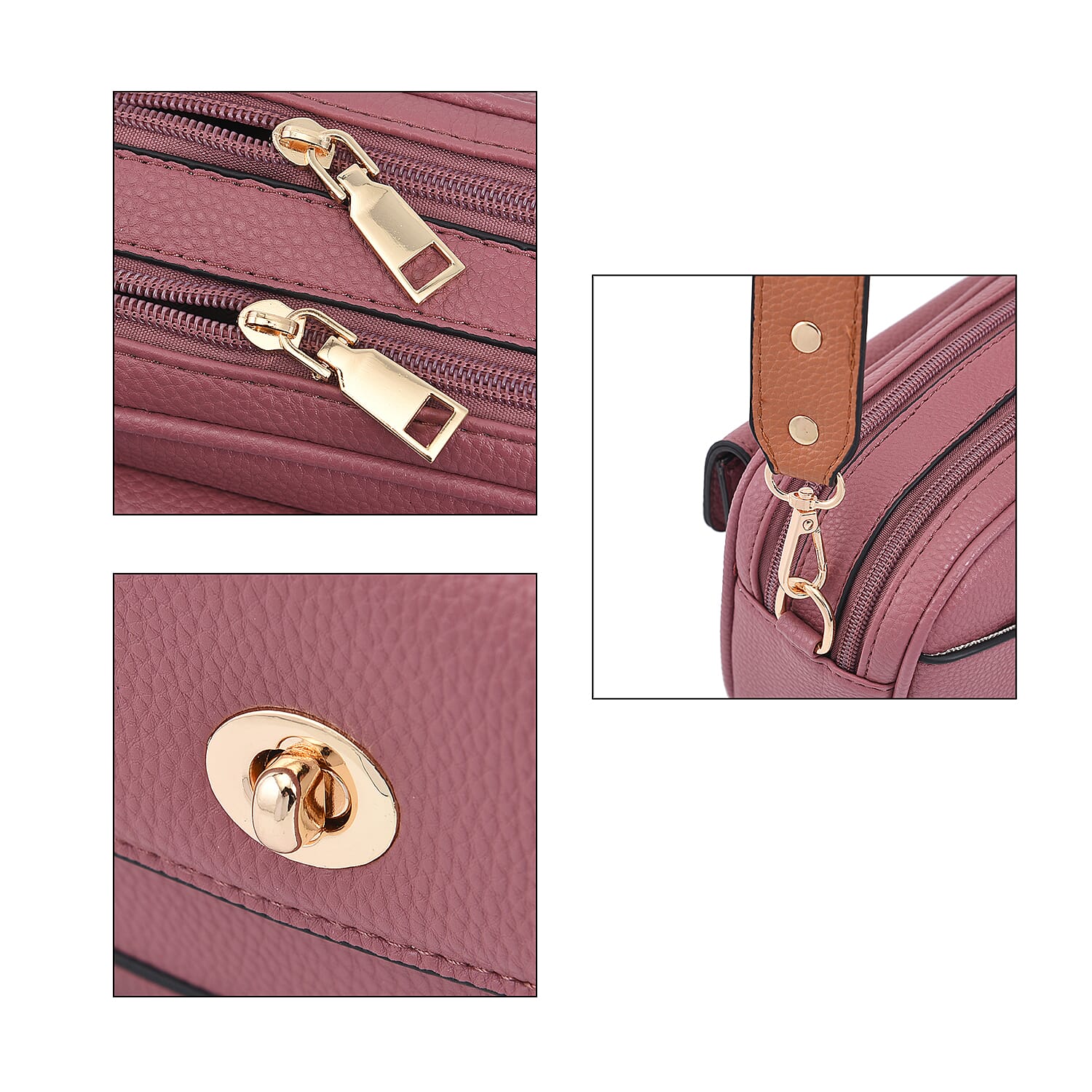 PASSAGE Crossbody Bag with Detachable Long Strap (Size 20x12x7 Cm) - Pink