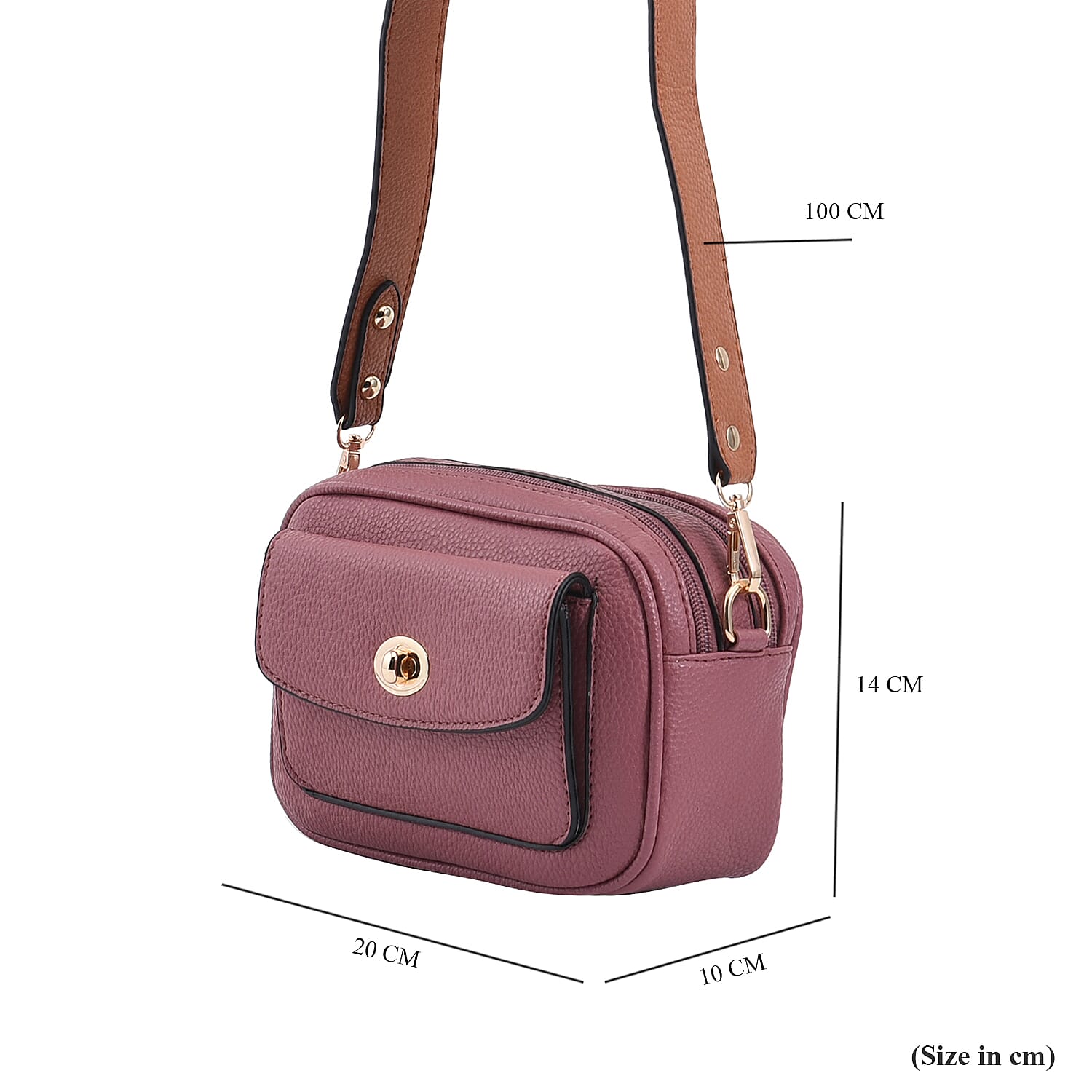 PASSAGE Crossbody Bag with Detachable Long Strap (Size 20x12x7 Cm) - Pink