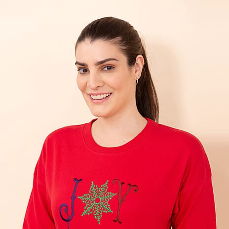 100% Cotton Fleece Knit Sweatshirt (Size M) - Red