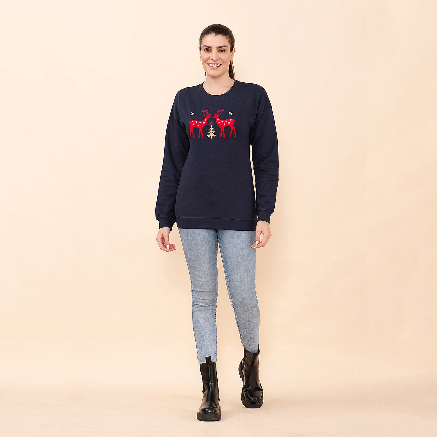 DOD - Cotton Fleece Knit Sweatshirt - Navy