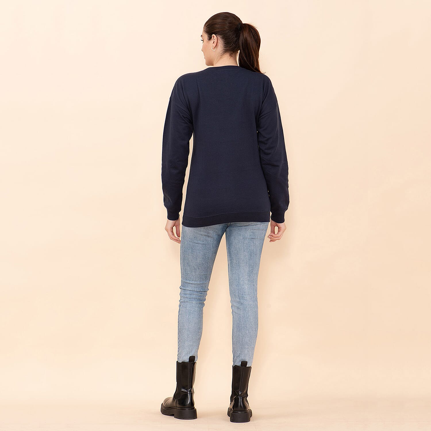 DOD - Cotton Fleece Knit Sweatshirt - Navy
