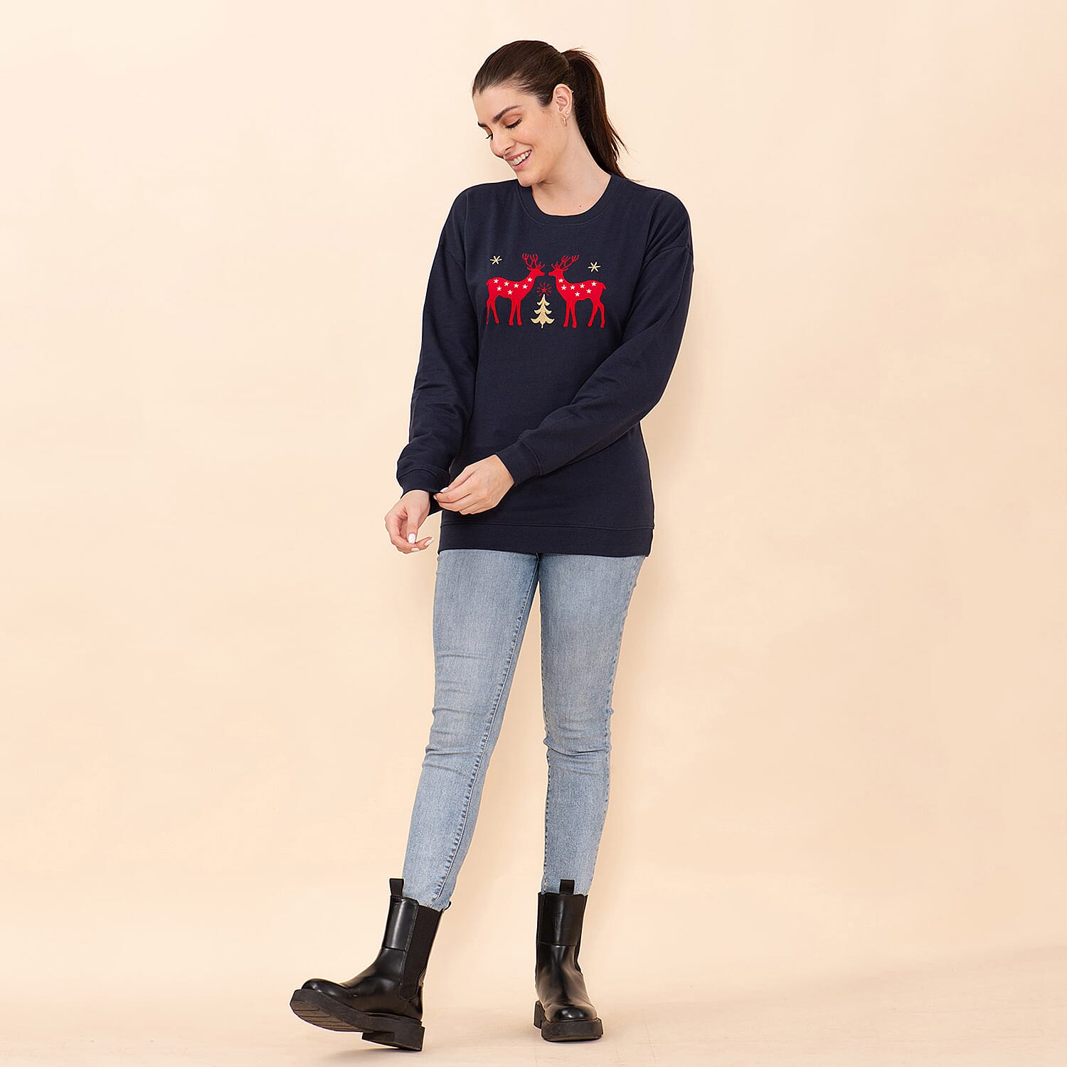 DOD - Cotton Fleece Knit Sweatshirt - Navy