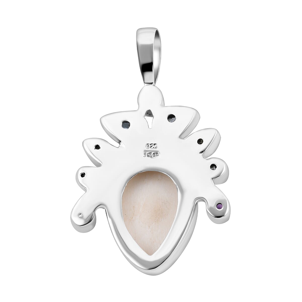 Sajen Silver BALI GODDESS COLLECTION - Ox Bone and Multi Gemstones Pendant in Sterling Silver 19.67 Ct, Silver Wt. 13.00 Gms