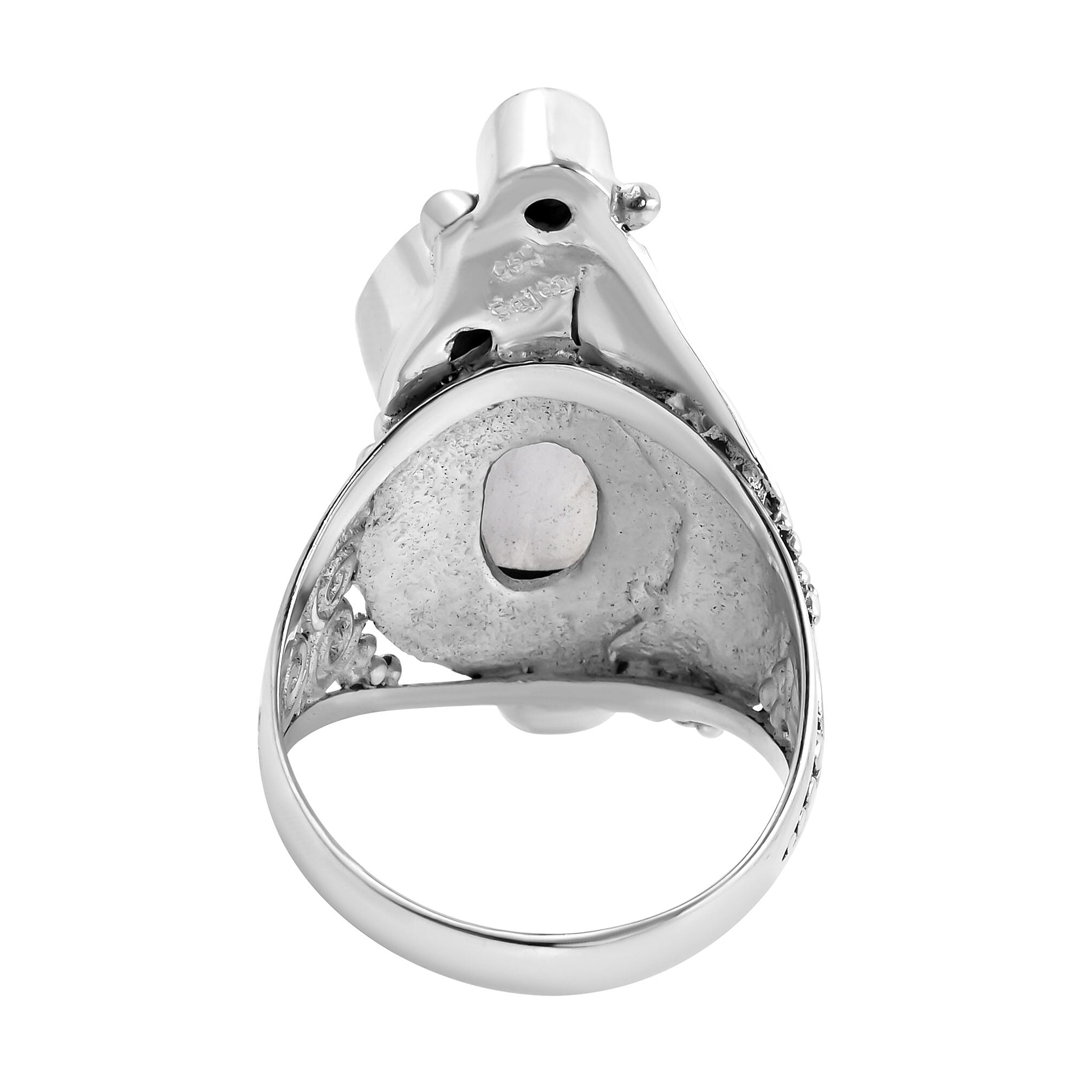 Royal Bali Rainbow Moonstone and Amethyst Ring in Sterling Silver 8.57 Ct, Silver Wt. 8.5 Gms.