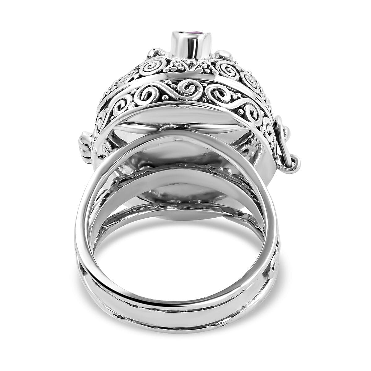 Royal Bali GODDESS Collection- Tigers Eye and Pink Sapphire (FF) Ring in Sterling Silver, Silver Wt. 9.00 Gms