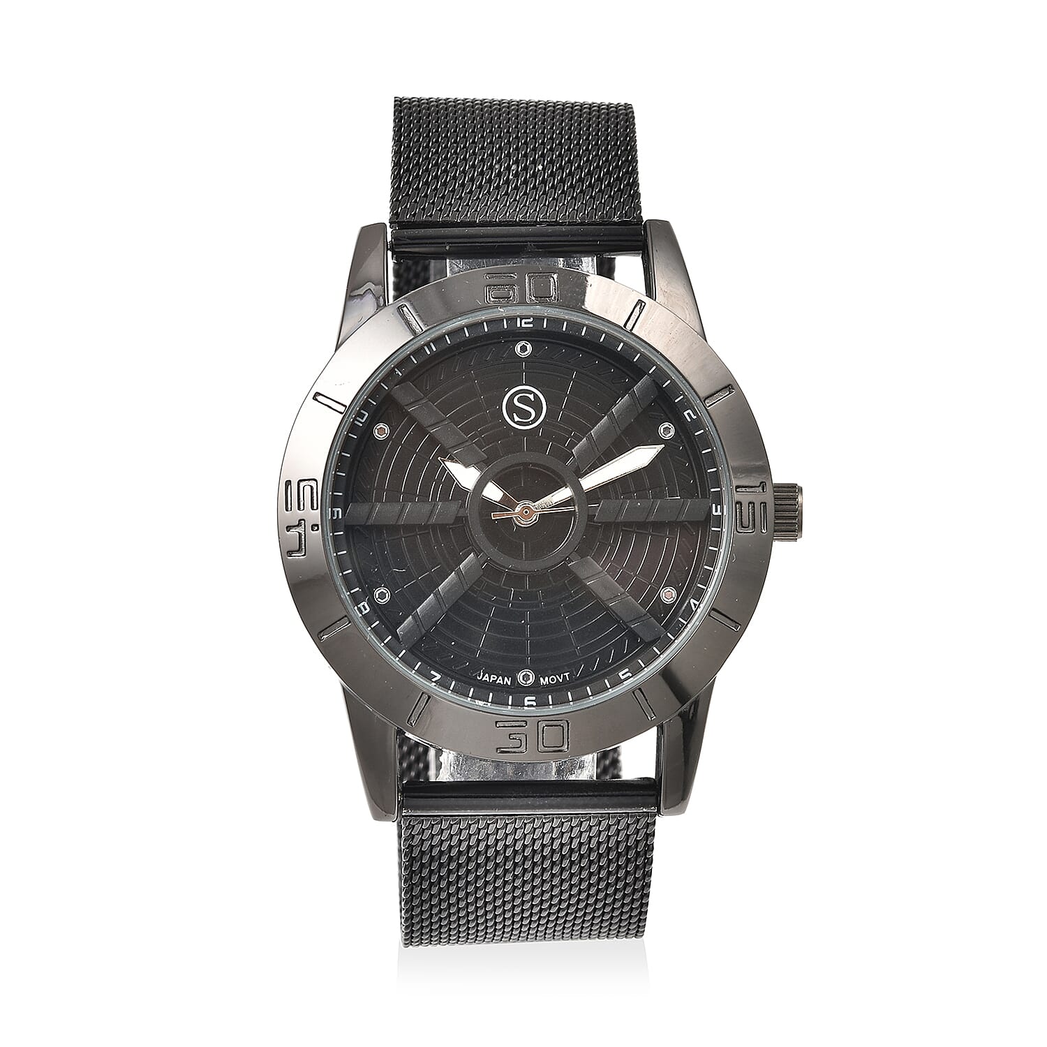 Queens Platinum Jubilee Edition- STRADA Japanese Movement Water Resistant Watch with Stainless Steel Mesh Band - Black