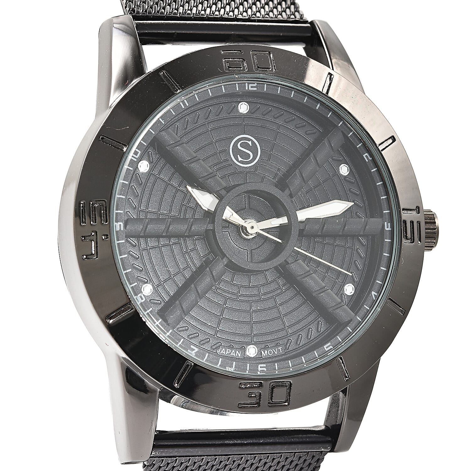 Queens Platinum Jubilee Edition- STRADA Japanese Movement Water Resistant Watch with Stainless Steel Mesh Band - Black