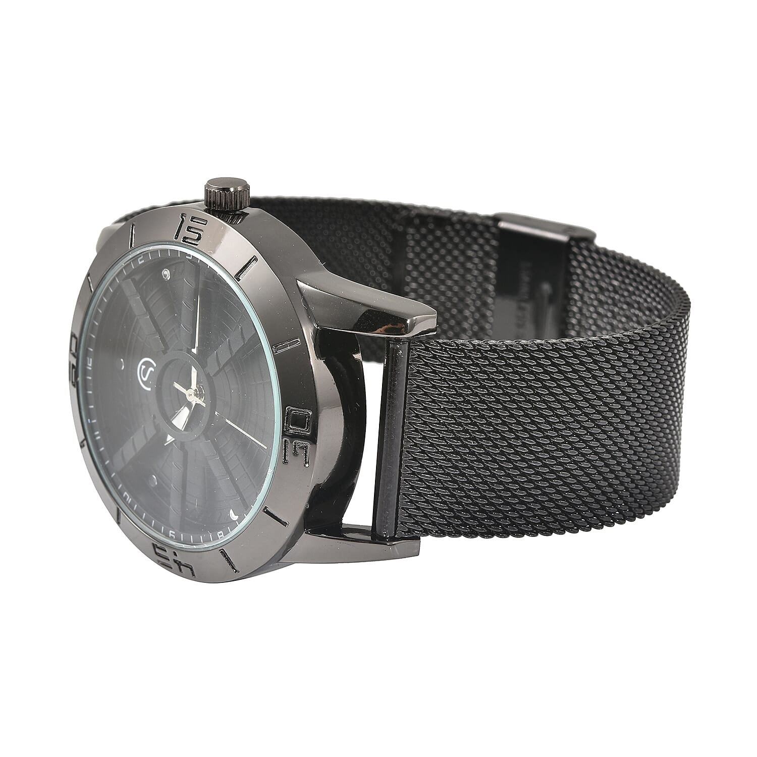 Queens Platinum Jubilee Edition- STRADA Japanese Movement Water Resistant Watch with Stainless Steel Mesh Band - Black