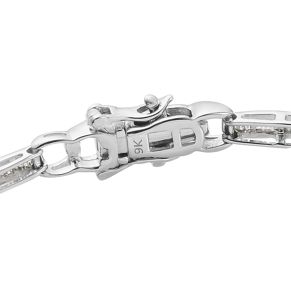 9K White Gold   White Diamond  Tennis Bracelet 1 Row (Size - 7.5) 1.00 ct,  Gold Wt. 5.5 Gms  0.924  Ct.