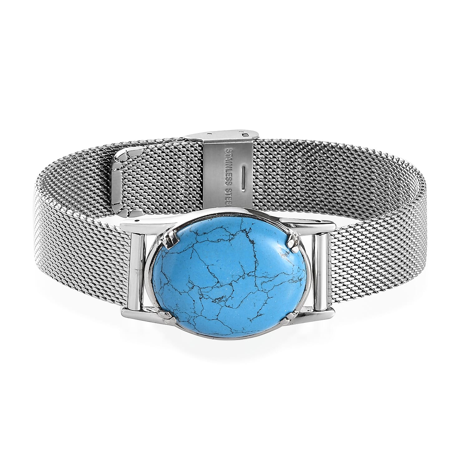 Blue Howlite Bracelet (Size 9) in Stainless Steel
