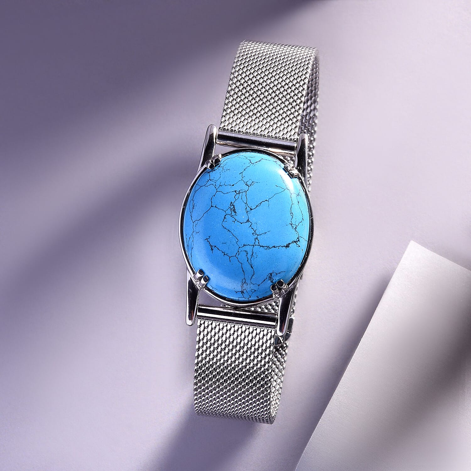 Blue Howlite Bracelet (Size 9) in Stainless Steel