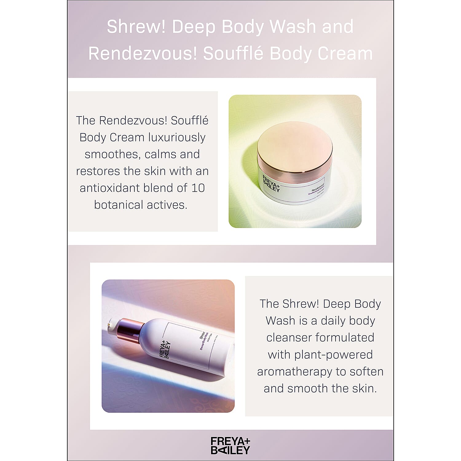 Freya+Bailey: Rendezvous Souffle - 200ml & Shrew Body Wash Combo - 200ml