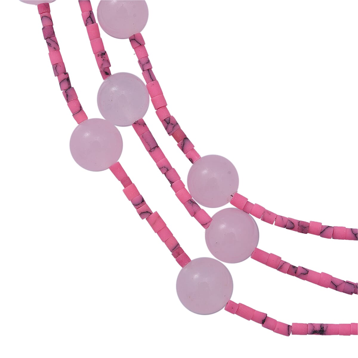 Rose Quartz and Pink Howlite Beads Necklace (Size 16.5) with Lobster in Rhodium Overlay Sterling Silver 250.00 Ct