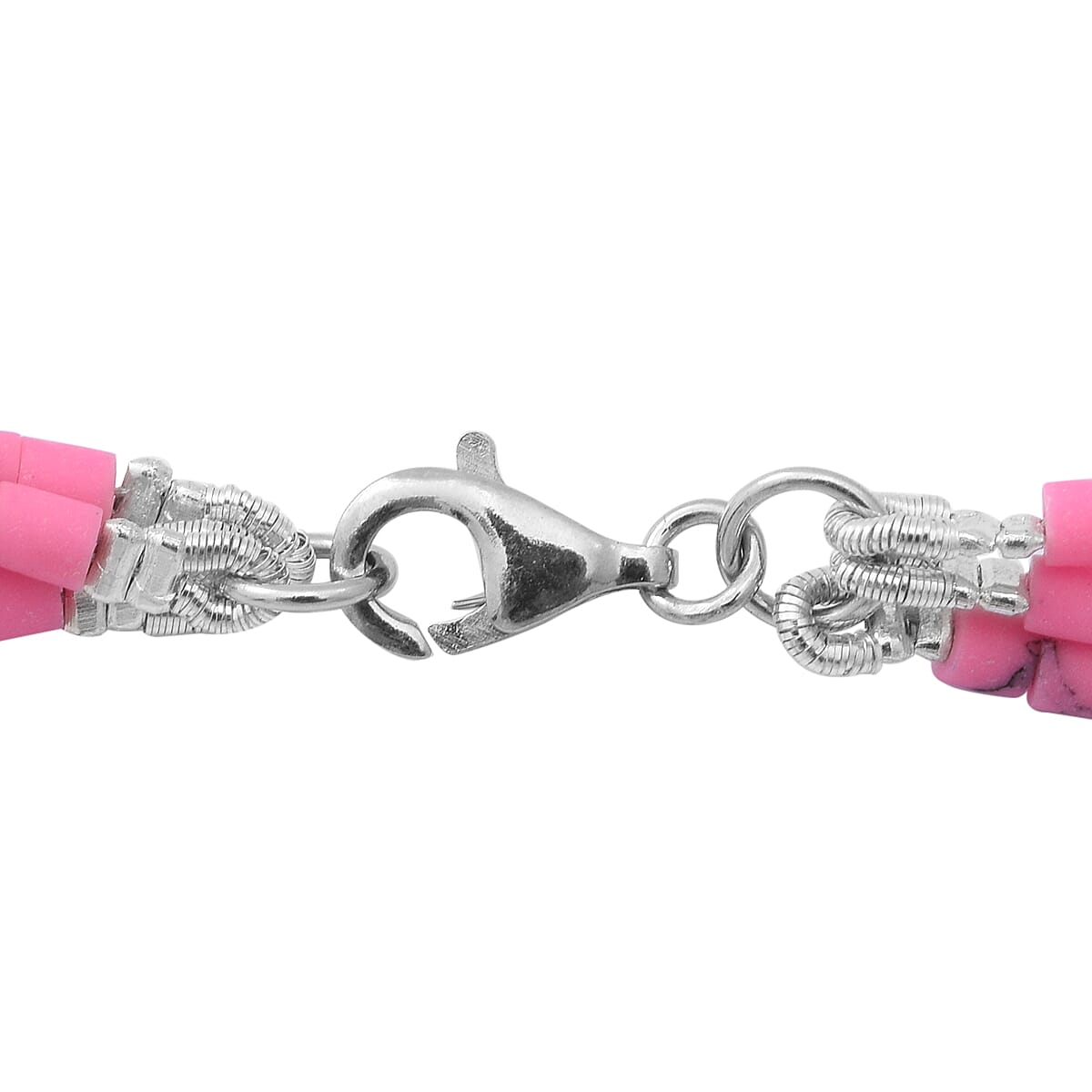 Rose Quartz and Pink Howlite Beads Necklace (Size 16.5) with Lobster in Rhodium Overlay Sterling Silver 250.00 Ct