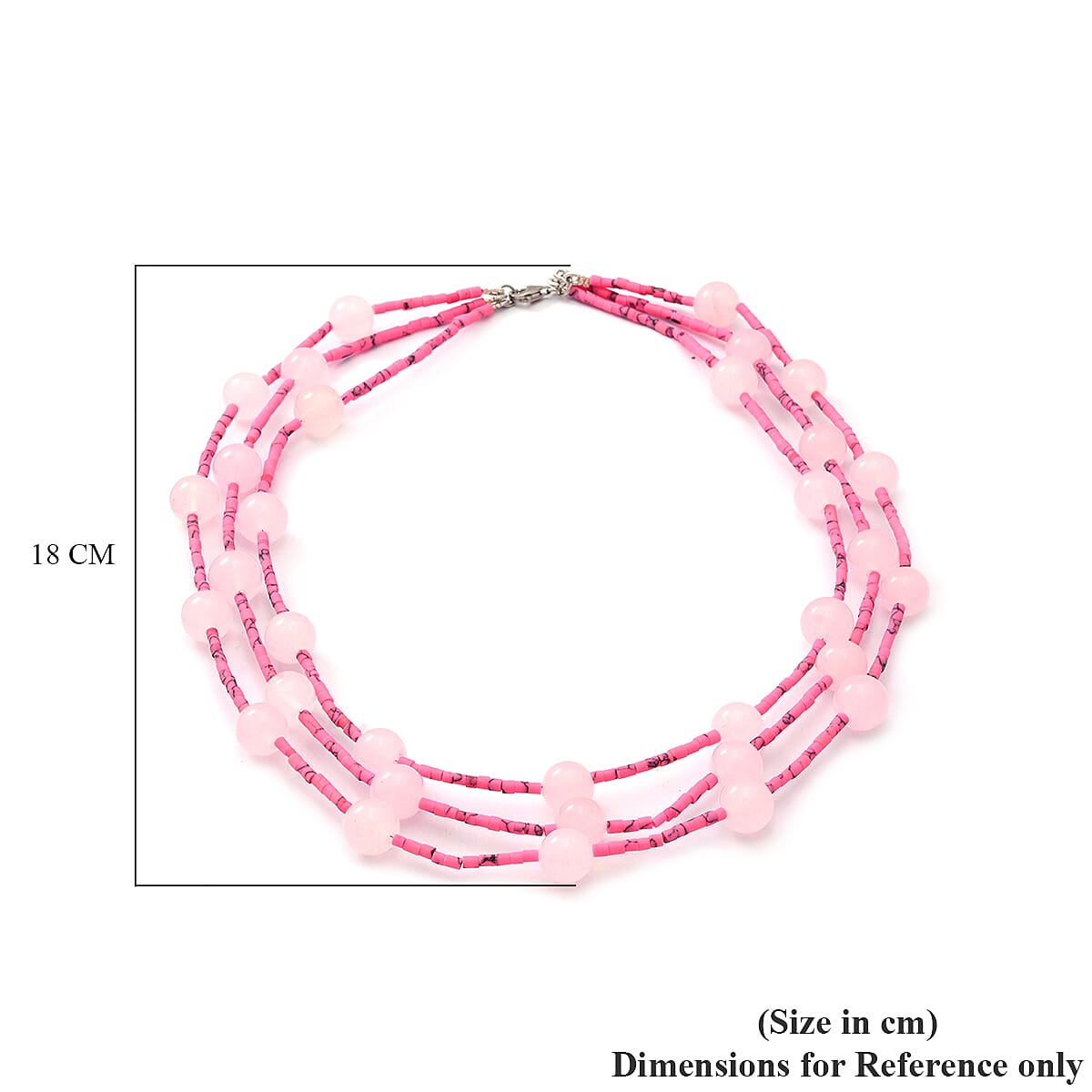 Rose Quartz and Pink Howlite Beads Necklace (Size 16.5) with Lobster in Rhodium Overlay Sterling Silver 250.00 Ct