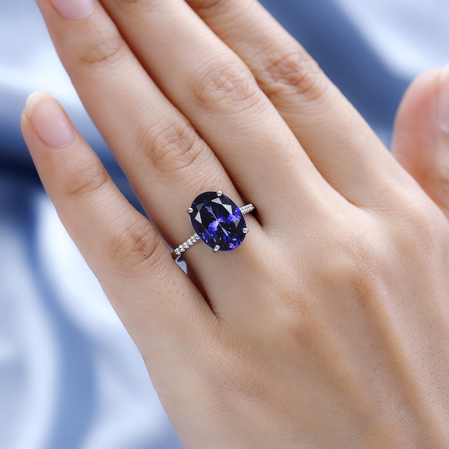 RHAPSODY 950 Platinum AAAA Tanzanite and Diamond (VS-E-F) Ring 5.12 Ct.
