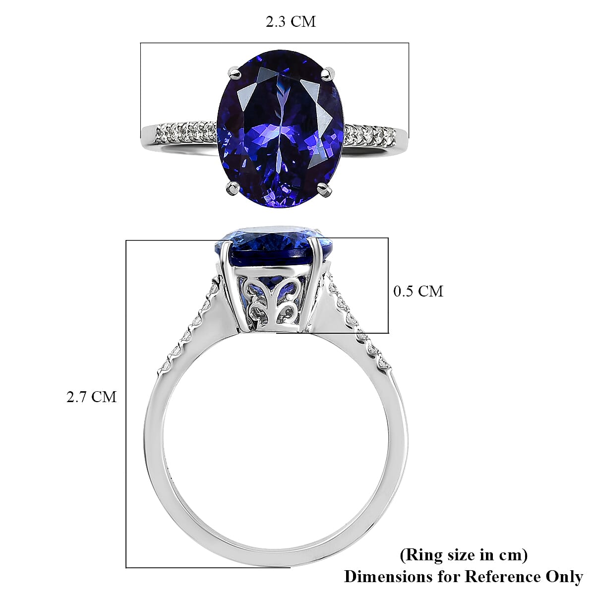 RHAPSODY 950 Platinum AAAA Tanzanite and Diamond (VS-E-F) Ring 5.12 Ct.