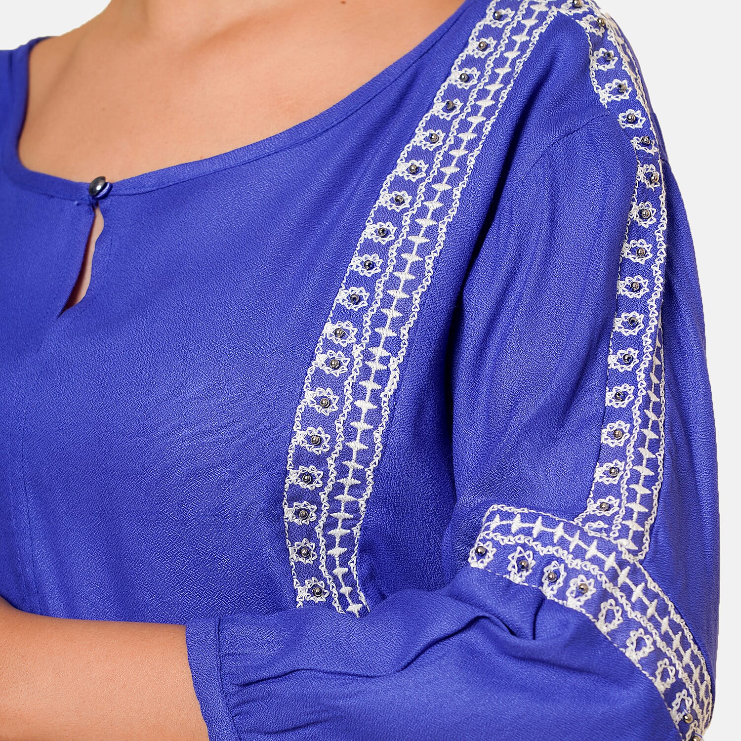 TAMSY Embroidered Top (Size L, 16-18) - Black