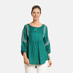 TAMSY Embroidered Top (Size L, 16-18) - Black