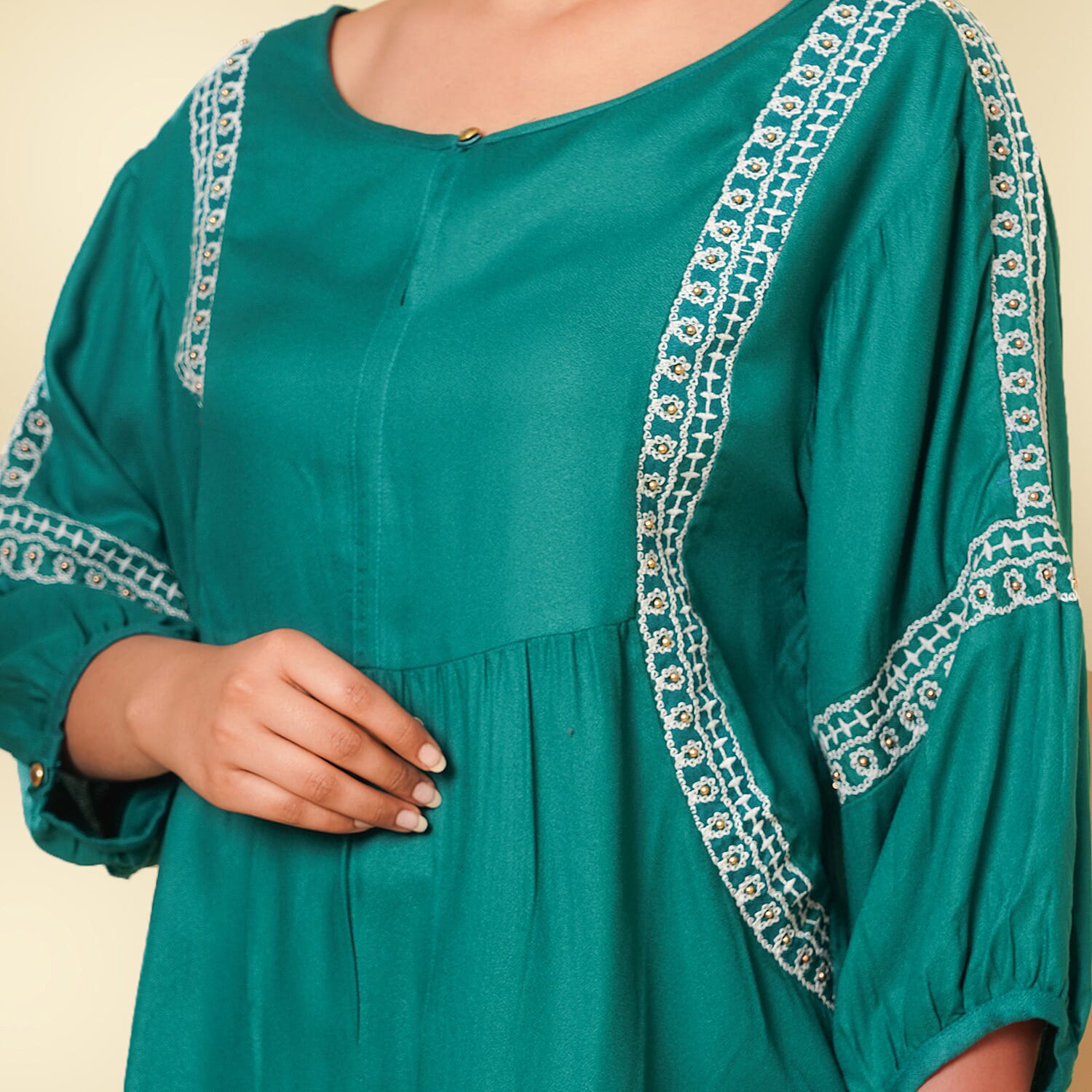 TAMSY Embroidered Top (Size XL, 20-22) - Green