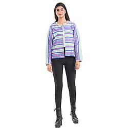 TAMSY Round Neck Long Sleeves Jacket - Blue