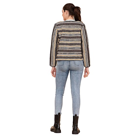 TAMSY Printed Jacket (Size S) - Beige - Black