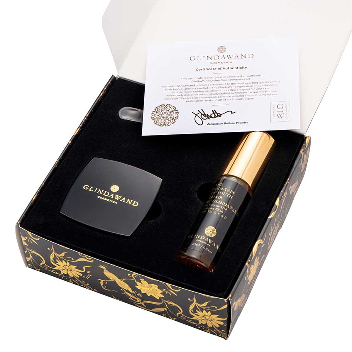 Glindawand- Duo Gift Box (Incl. Fountain of Youth Elixir - 25ml & Divinity Foundation - 10G) - Ebony