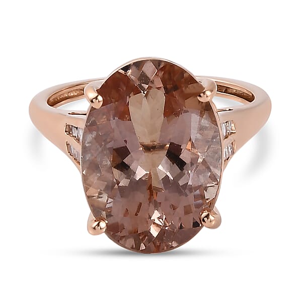 Close Out Deal - 14K Rose Gold Morganite (Ovl 7.7Cts) and Diamond Ring ...