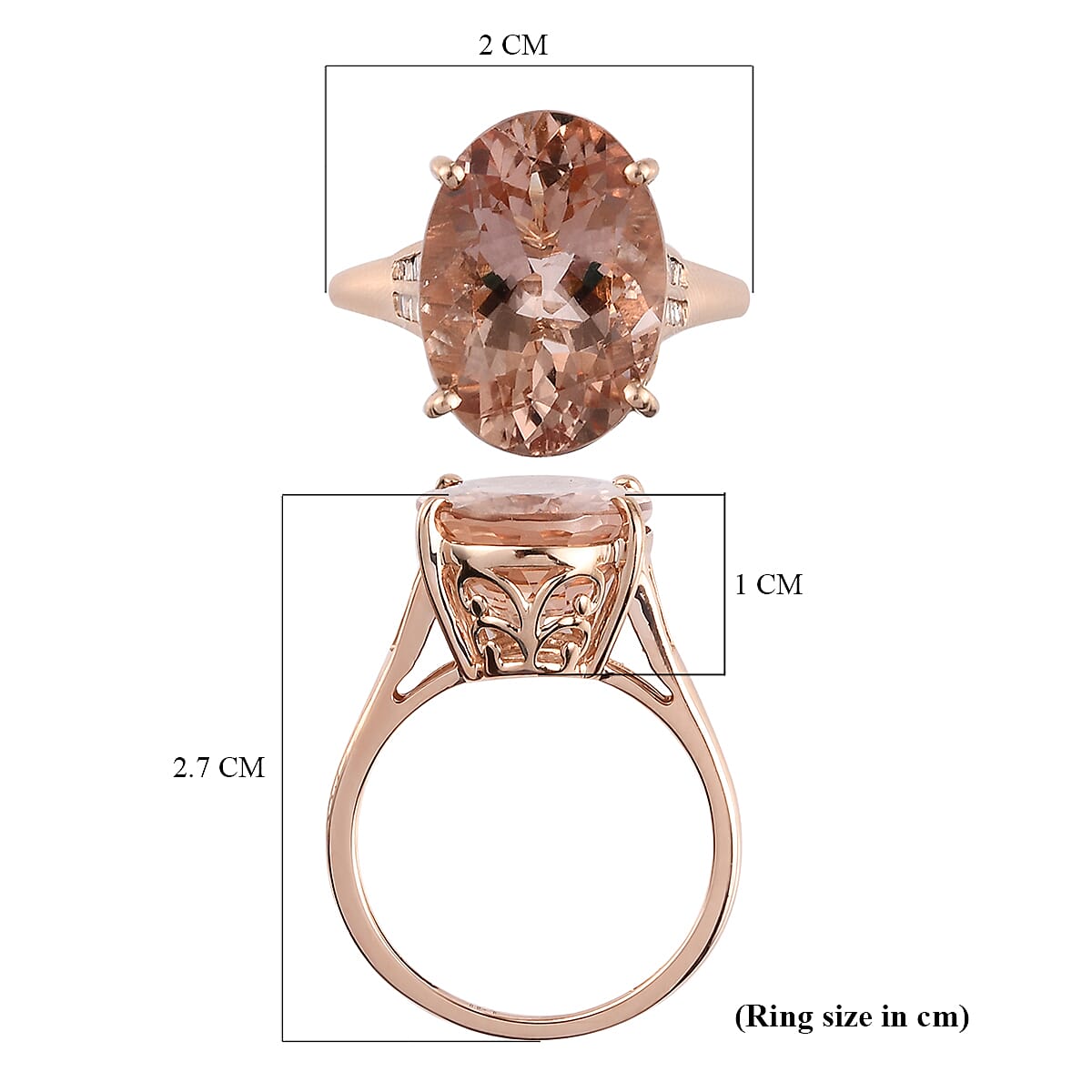 Close Out Deal - 14K Rose Gold Morganite (Ovl 7.7Cts) and Diamond Ring ...