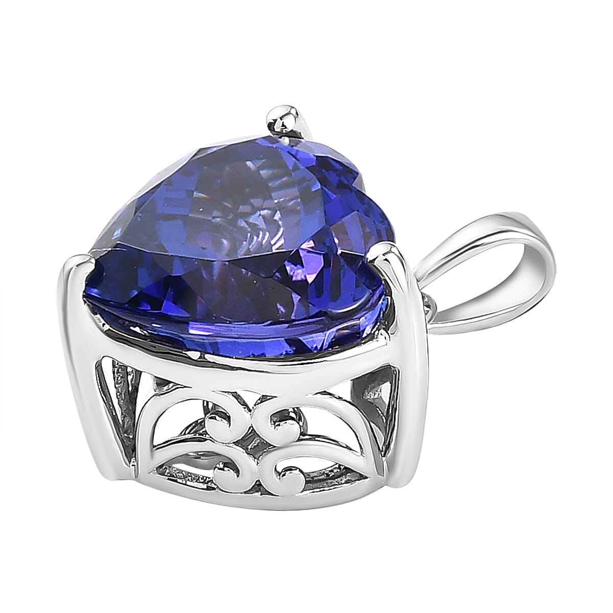 RHAPSODY 950 Platinum AAAA Tanzanite Heart Pendant 8.00 Ct.
