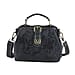 LA MAREY Genuine Leather Leaves Embossed Convertible Bag with Shoulder Strap - Black