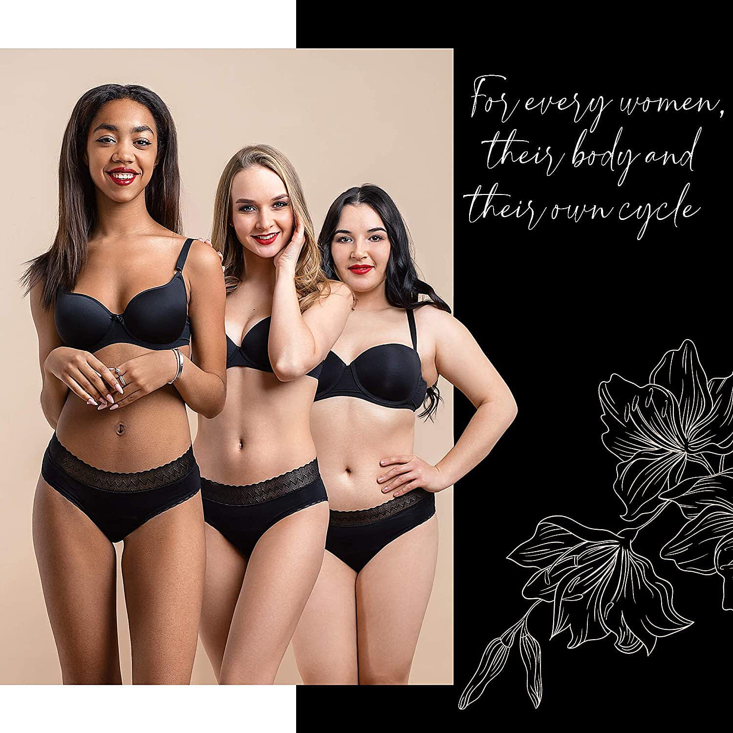 Pack of 3 - Organic Cotton Menstrual Panties (Size S,8-10) - Black