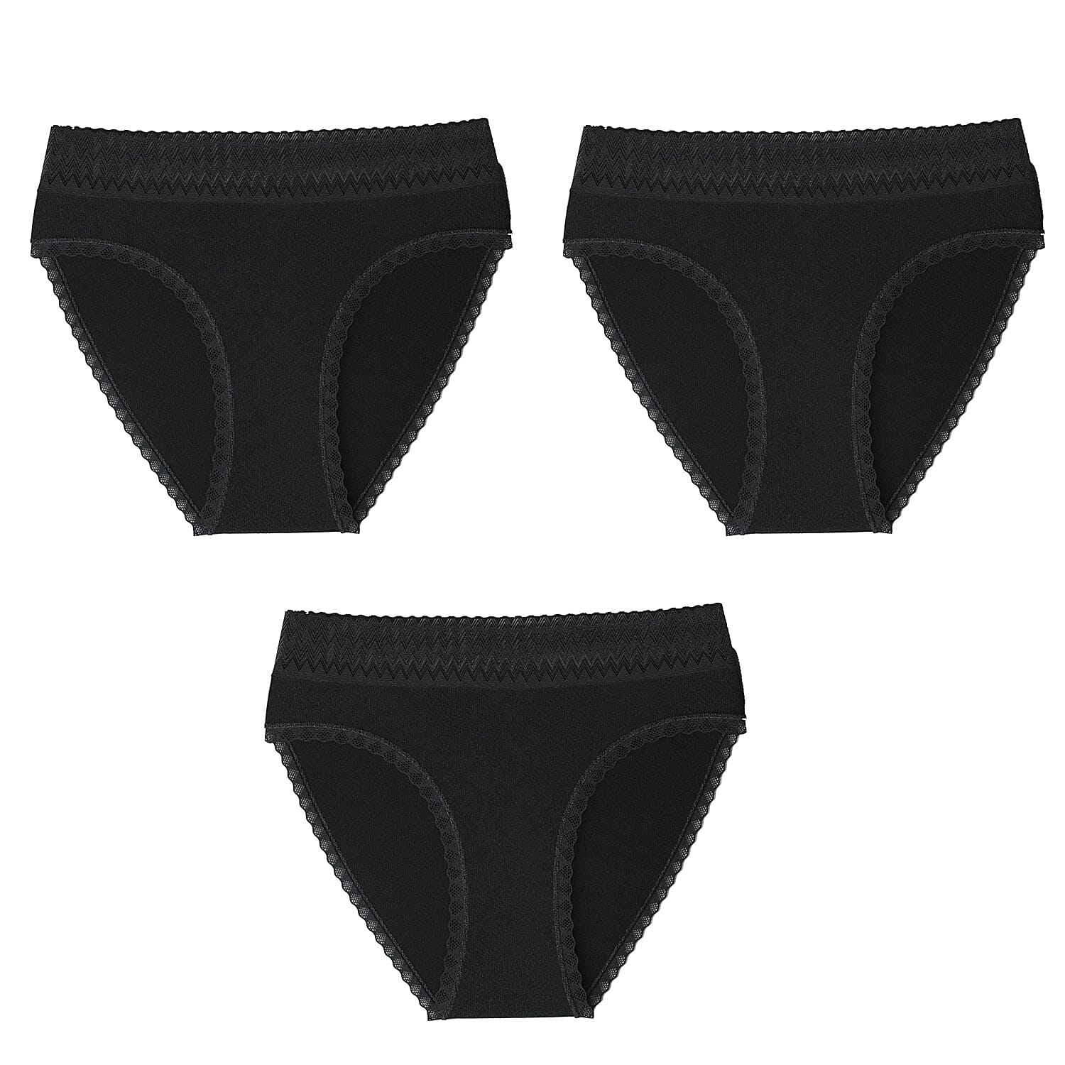 Pack of 3 - Organic Cotton Menstrual Panties (Size S,8-10) - Black