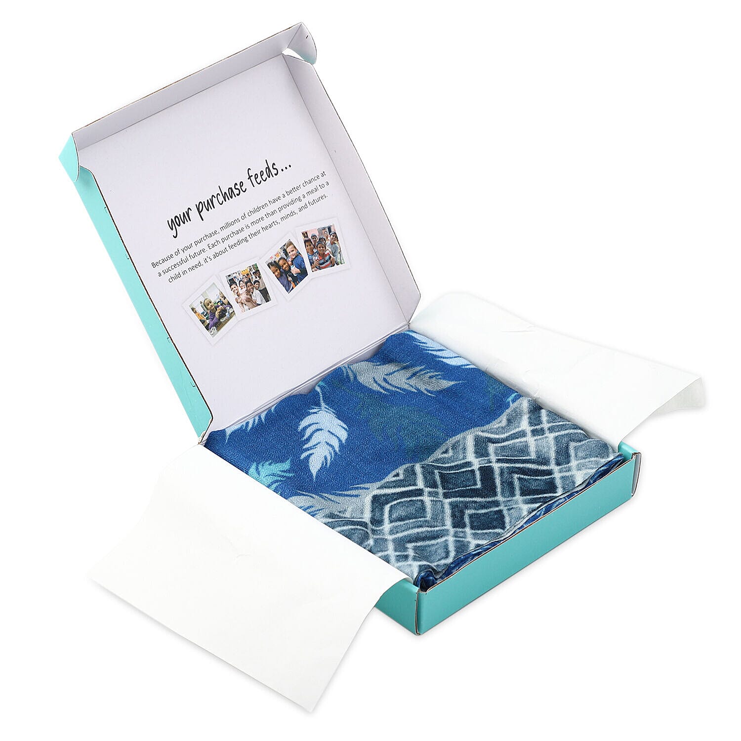 Designer Closeout - Feather Pattern 100% Cashmere Wool Scarf (Size 190x70 Cm) - Navy Blue