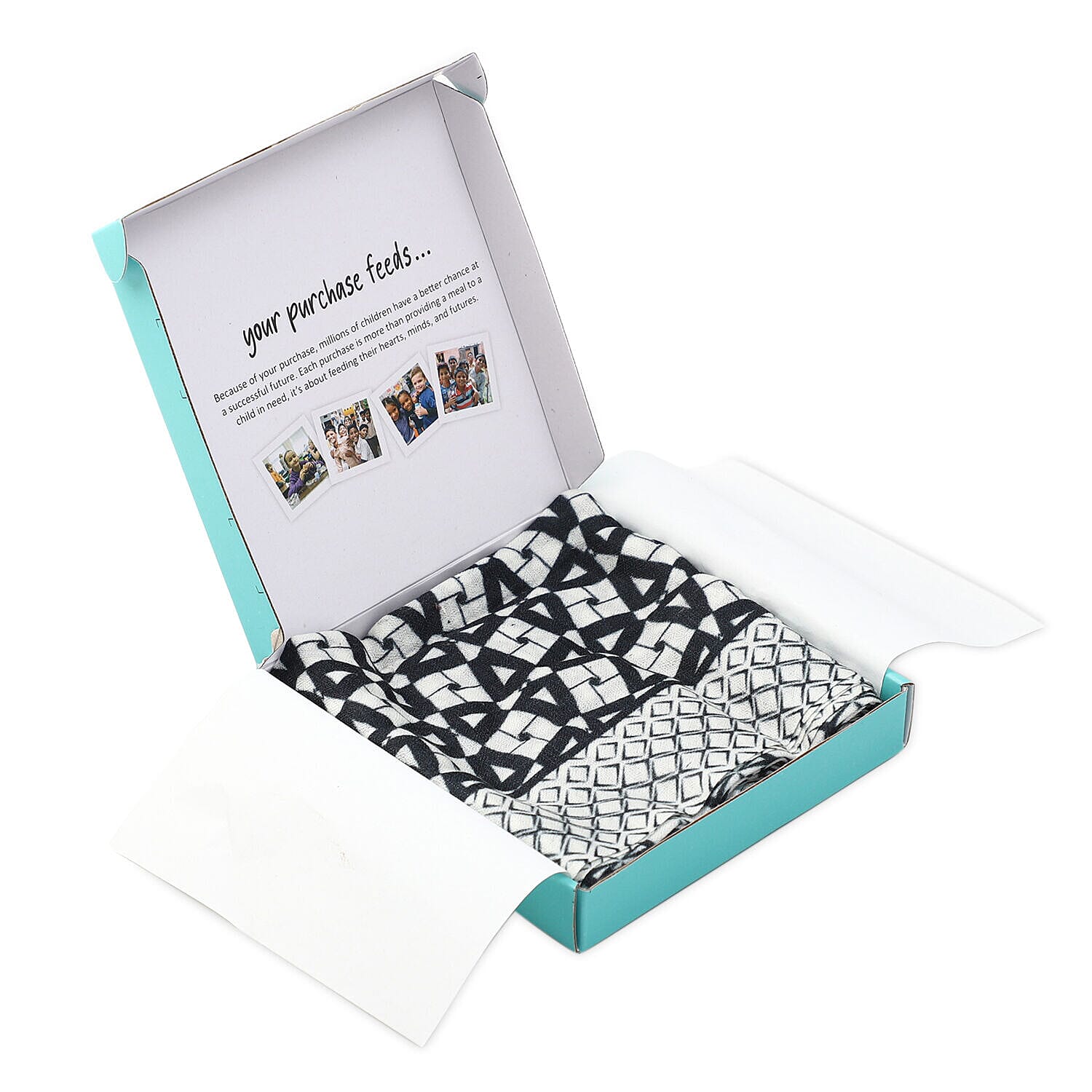 Designer Closeout - 100% Cashmere Wool Geo Pattern Scarf (Size 190x70 Cm) - Off White