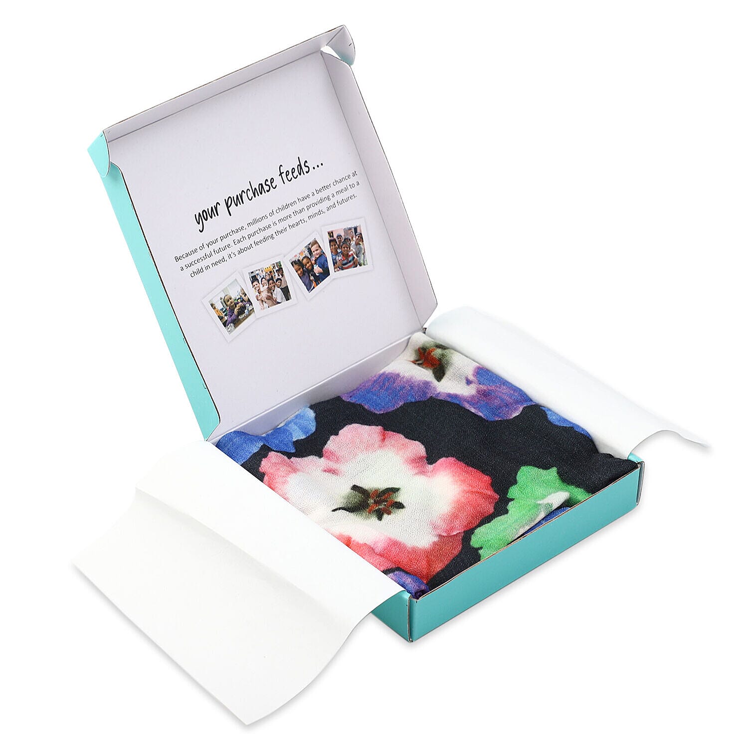 Designer Closeout - 100% Cashmere Wool Bold Floral Pattern Scarf (Size 190x70 Cm) - Black, Blue and Multi