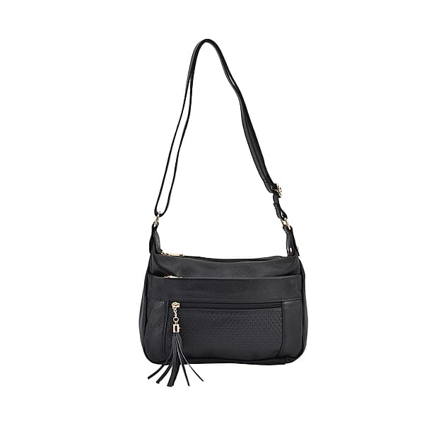 Genuine Leather Solid Crossbody Bag with Shoulder Strap Dark Green 1658006983 TJC