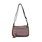 Genuine Leather Solid Crossbody Bag with Shoulder Strap - Purple