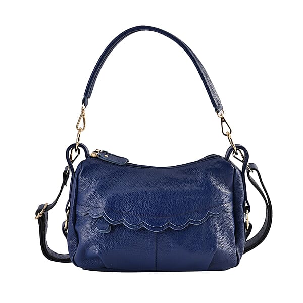 Closeout Deal Genuine Leather Solid Crossbody Bag Navy 7148686 TJC